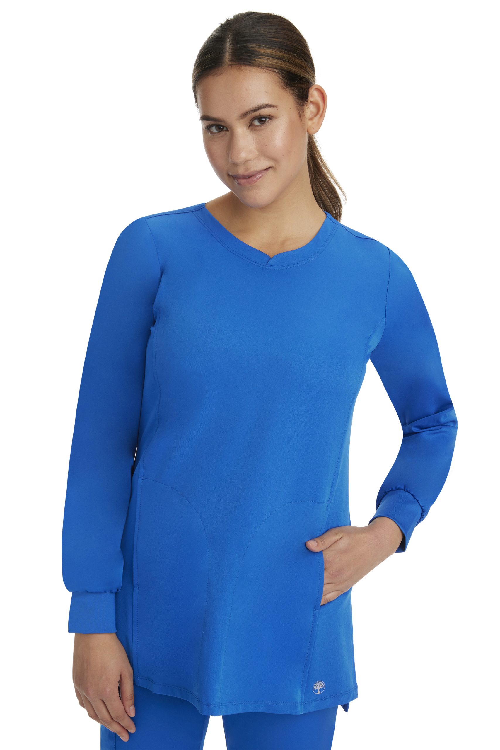 بلوز اسکراب زنانه بلند فاطیما کد 4001 از سری HH Works برند Healing Hands 6 بلوز پزشکی زنانه مدل فاطیما برند Healing Hands رنگ آبی سلطنتی